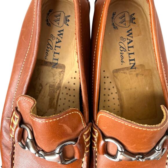 WALLIN & BROS. Leather Horsebit Loafers in Cognac Men's Size 9 M - Picture 14 of 16